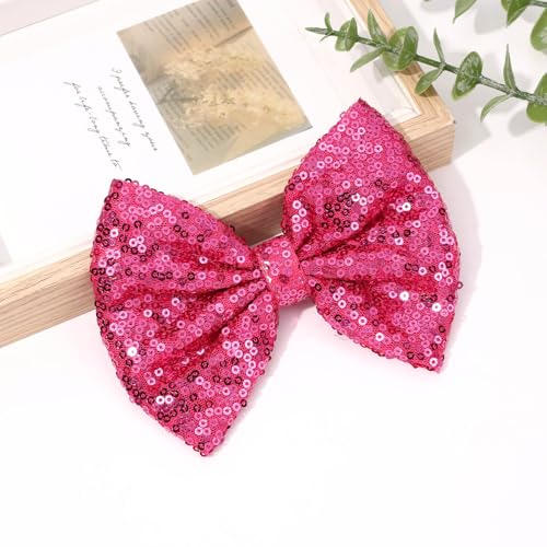 Hot Pink 5” Glitter Hair Bows with Alligator Clips - CN Brand (Variation: Hot Pink)
