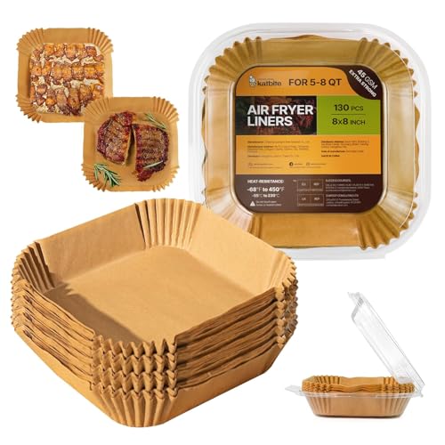 Katbite Disposable Air Fryer Liners - 8 Inch, 130 Pack, Non-Stick