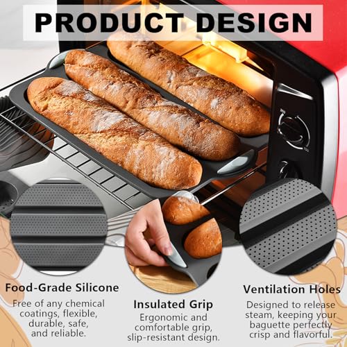 Silicone Hamburger Bun and Baguette Pan Set - 2 PCS Baking Mold
