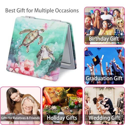 Pocket Mirror for Women 2-Pack 2.8” Square 1x/3x Double-Sided PU Leather Travel Compact