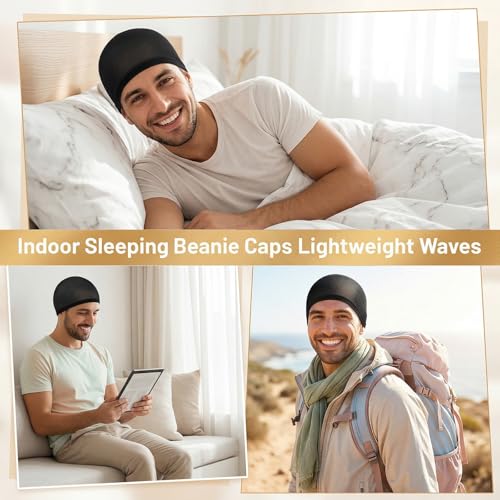 10pcs Soft Breathable Wave Caps for Men - Polyester Skull Cap