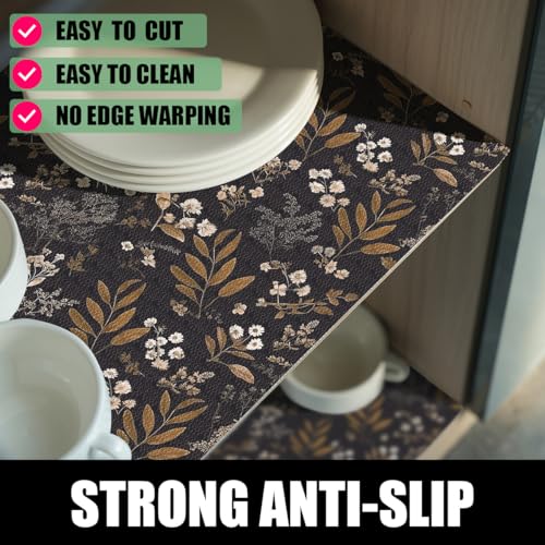 Non-Slip Waterproof Shelf Liner - Floral Design, 12in x 10ft