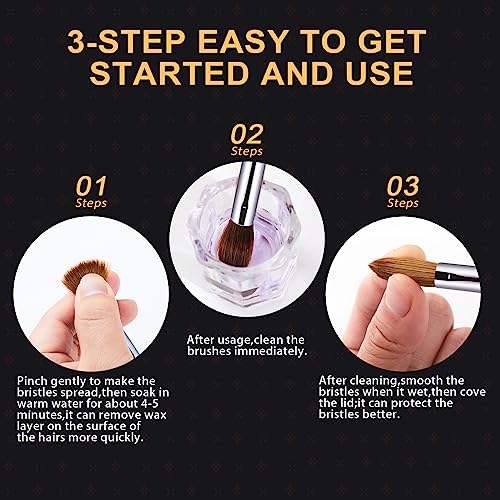 Shine Chance Black 14 Size Acrylic Nail Brush Set - Kolinsky & Cleanup Brush