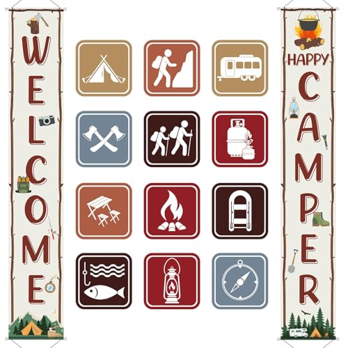 14-Piece Camping Party Decorations Set with Banners & Cutouts