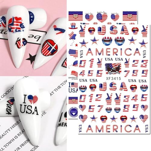 4th of July Nail Stickers - 8 Sheets Independence Day Designs