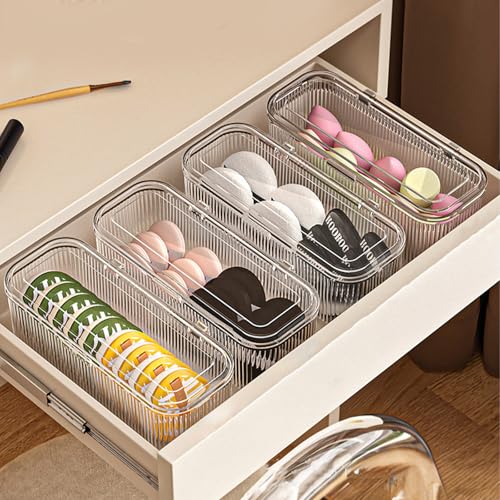 JessLab Clear Makeup Brush Holder Organizer with Lid - 1 Pack