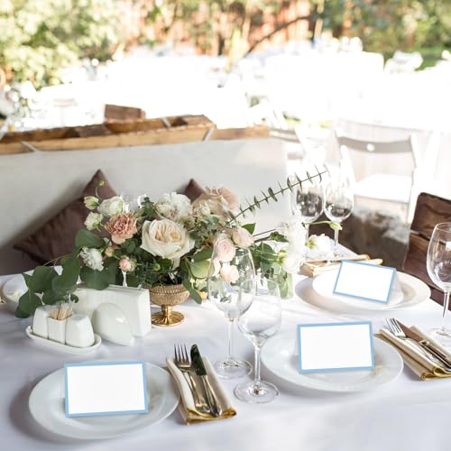 Dusty Blue Place Cards - Set of 25 Blank Table Cards for Events