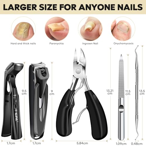 5-Piece Professional Toenail Clipper Set for Thick Nails & Seniors