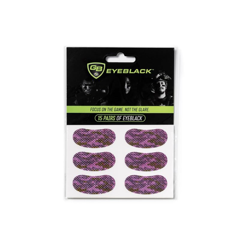 Breathable Eye Strips - Peel & Stick Athletic Eyeblack Stickers for Baseball, Football, Softball, Lacrosse | Black - 15 Pairs