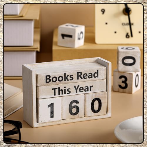 Wooden Book Counter Tracker for Readers - Up to 999 Books