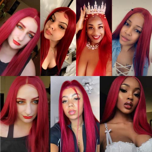 Long Red Synthetic Wig for Women - 27 Inch Straight Cosplay Hair