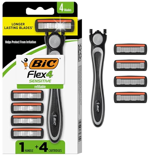 BIC Flex 4 Men's Refillable Razors - 4-Blade with Ergonomic Handle