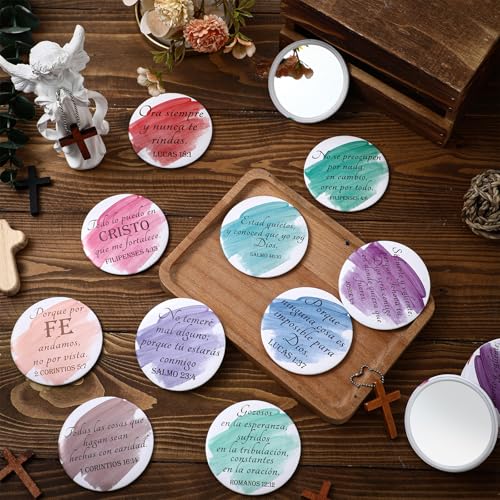 GlikCeil 40 Pcs Christian Compact Mirrors Bulk – 10 Styles, Inspirational Bible Verses for Women