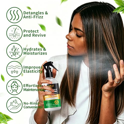 Wig Milk Spray for Synthetic Hair, Leave-In Conditioner Wig Detangler Spray for Human Wigs, Conditioner £¦ Detangler 2 in 1 Moisturizer, Hydrates & Replenishes Synthetic Hair Wigs Easy Combing 250ML