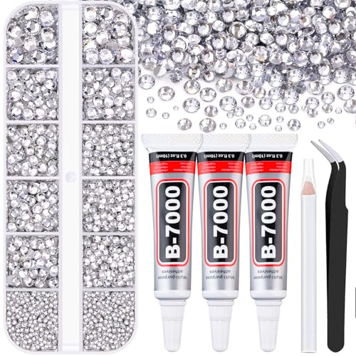 Flatback Rhinestones Craft Kit with B7000 Glue - 12 Sizes & Tools