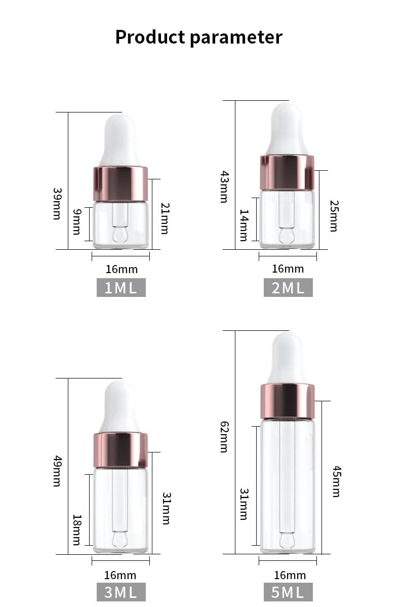 YYNGJCK 15Packs Sample Glass Dropper Bottles for Essential Oils, Mini Vials Perfume Aromatherapy Cosmetic Liquid Containers With Glass Eye Dropper (3ml)