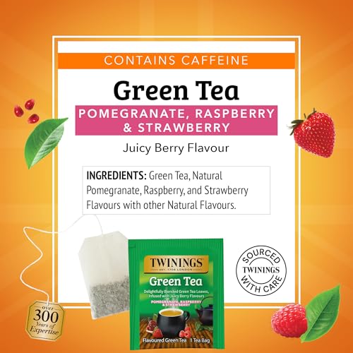 Twinings Green Tea with Pomegranate, Raspberry & Strawberry - 20 Individually Wrapped Bags