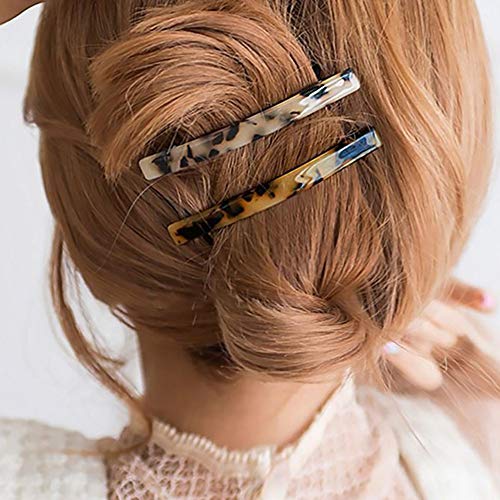 HYFEEL Long French Barrettes for Thick Hair - 3 Pack Acrylic Clips