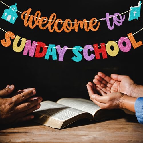 Welcome to Sunday School Banner - Colorful Classroom Decor