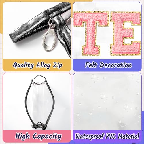CY2SIDE TEACH Clear Makeup Bag with Handle - Waterproof Travel Organizer for Teachers