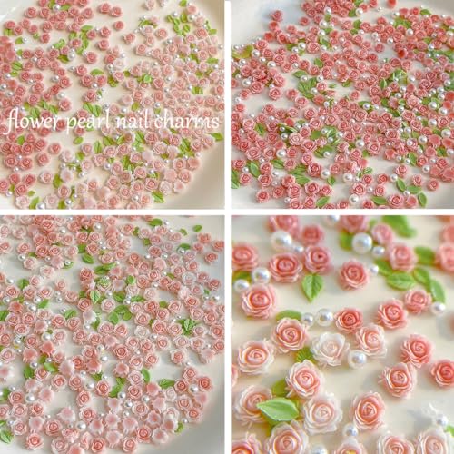 3D Flower Nail Charms with Pearls – 60 Pcs Nail Art Decorations for Manicure & DIY Crafts