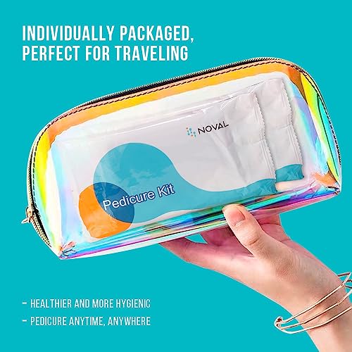 NOVAL 12 Count Disposable Manicure Pedicure Kit - 4 Piece Set