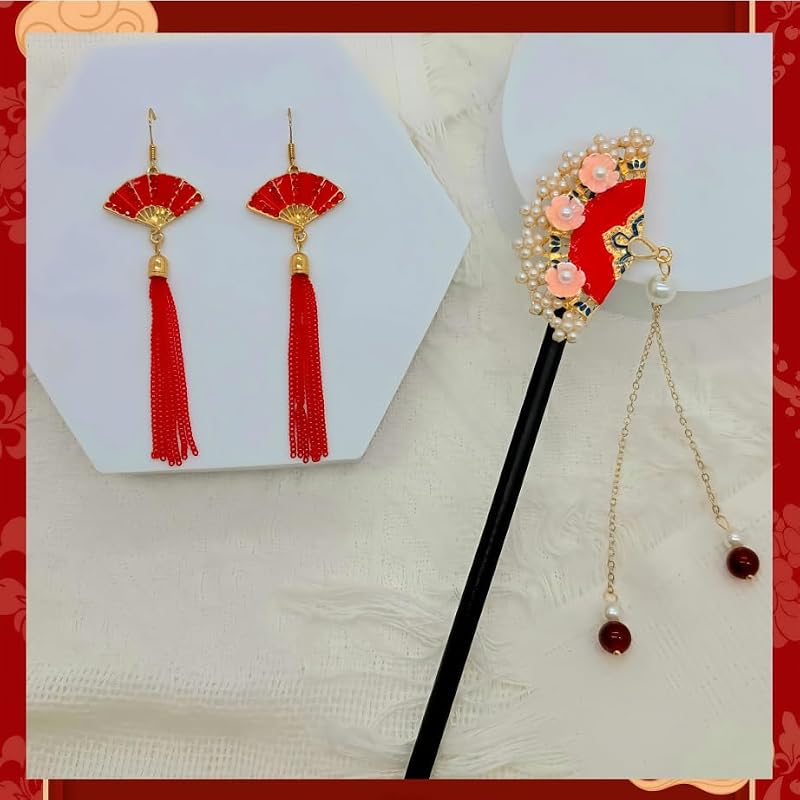 GallaRato Retro Chinese Hair Stick with Fan Decor - Elegant Hairpin