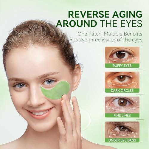 BREYLEE Green Aloe Vera Eye Masks - 60 Pcs for Dark Circles & Wrinkles