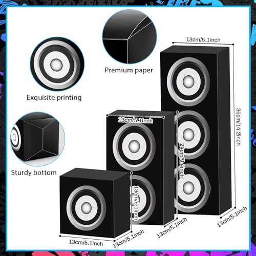 80s 90s Boombox Party Boxes - 6 Pack Retro Music Theme Favors