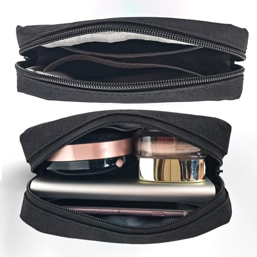 HSYAMY Small Travel Makeup Bag - 2 Pack Waterproof Nylon Pouch Organizer