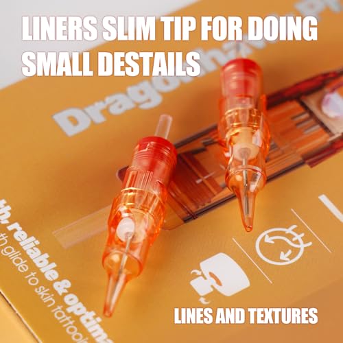 Dragonhawk Pro 1201RL Tattoo Cartridge Needles - 20PCS Round Liner for Precision Detail