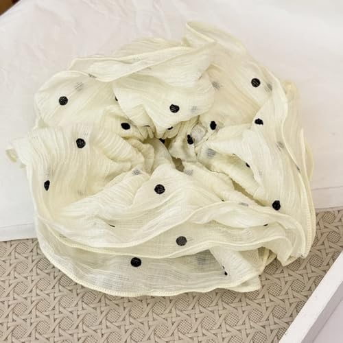 Jseng 3PCS Satin Scrunchies - Silk Feeling Hair Ties for Thick & Thin Hair, Beige+Blue+Black