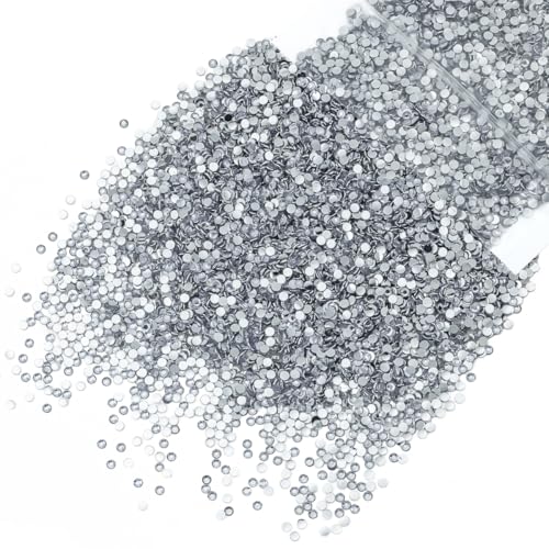 qiipii 10000PCS 2mm Silver Clear Flatback Rhinestones for Crafts