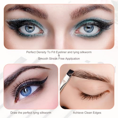 7-Piece Angled Eyeliner & Eyebrow Brush Set for Precision Makeup