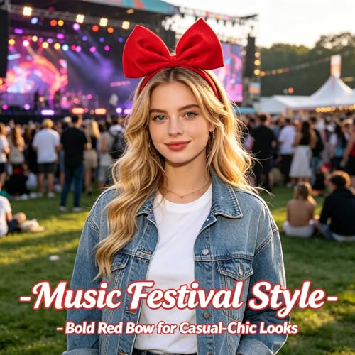 Red Bow Headband for Women - Perfect for Christmas & Halloween