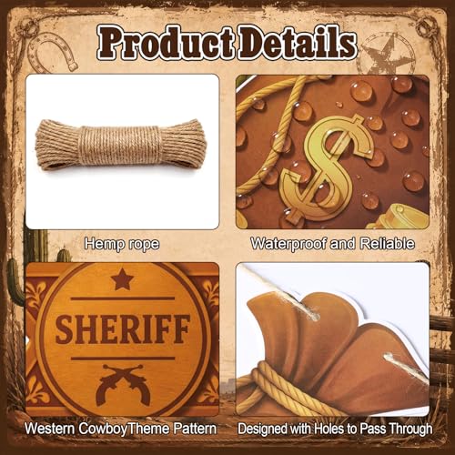 Western Birthday Decorations Set - Cowboy Happy Birthday Banner & Pennants
