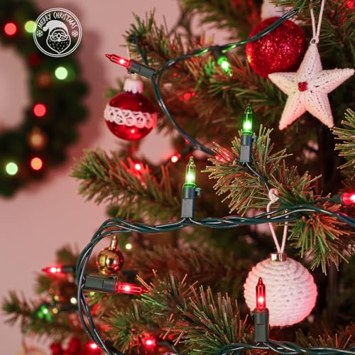 ooLALoo 50 Count Red and Green Mini Christmas Lights, 13FT