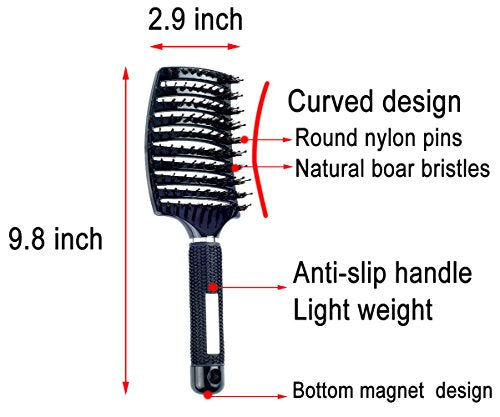 PERFEHAIR Boar Bristle Detangling Hair Brush for All Hair Types