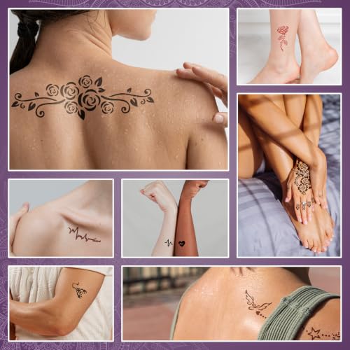 InkForge Temporary Tattoo Kit - 243 Stencils & 7 Color Cones