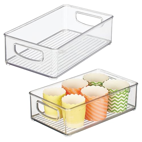 iDesign Stackable Pantry Bins with Handles - Set of 2 Clear Storage Containers