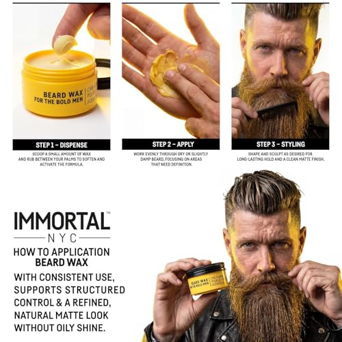 Immortal NYC Beard King Beard Wax - Strong Hold Styling for Men, 50ml