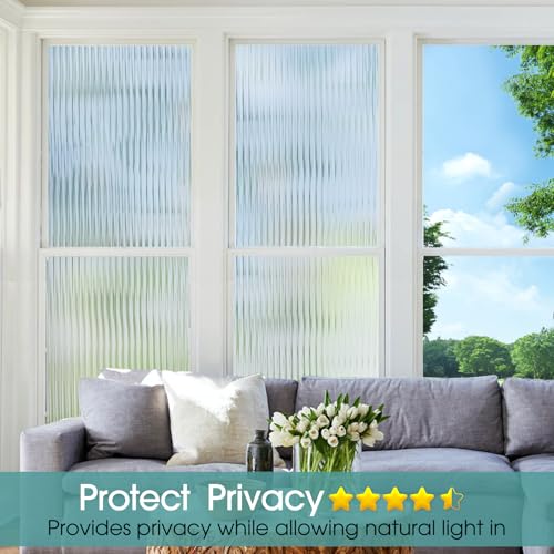 Coavas 3D Fluted Glass Window Privacy Film - 17.5"x78.7"