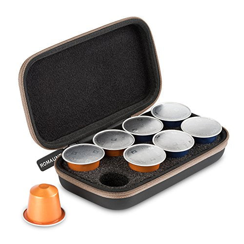 ROMAUNT Portable Espresso Maker Case for Nespresso Pods - Holds 8