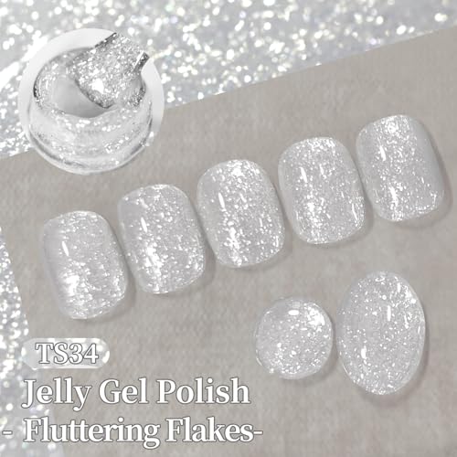 Born Pretty Fluttering Flakes Christmas Silver Glitter Gel Nail Polish - Snowflakes Sparkle