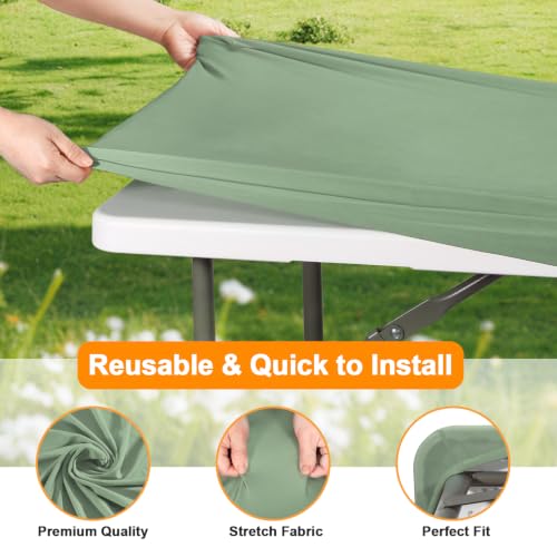 Eco-Friendly 34" Square Fitted Table Cloth - Stretchy Sage Green
