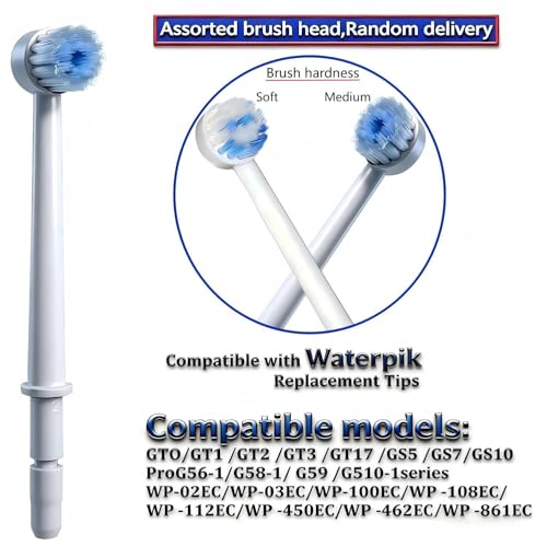 4-Pack Replacement Toothbrush Heads for Waterpik Flossers - Dental Cleaning Kit