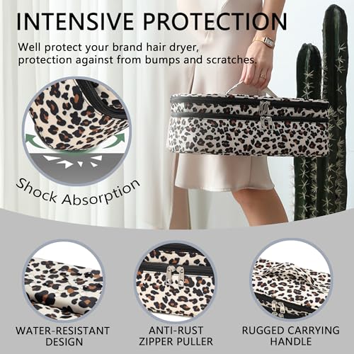 ARLMEGOR Leopard Print Double-Layer Travel Case for Revlon One-Step Hair Dryer