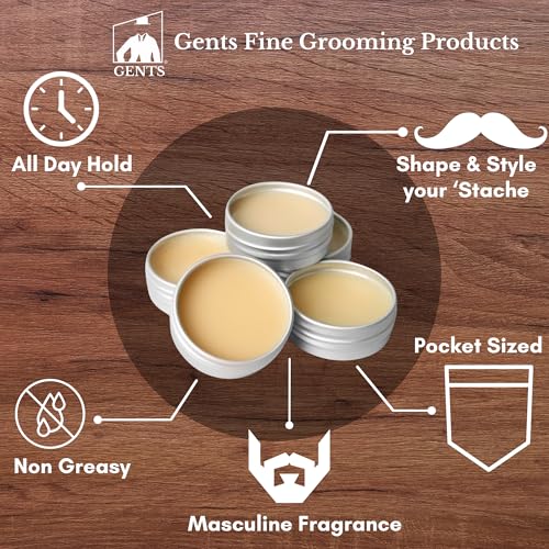 G.B.S Mustache Wax Kit with Sandalwood Scent - Extra Strong Hold, 7 Inch Grooming Set for Men