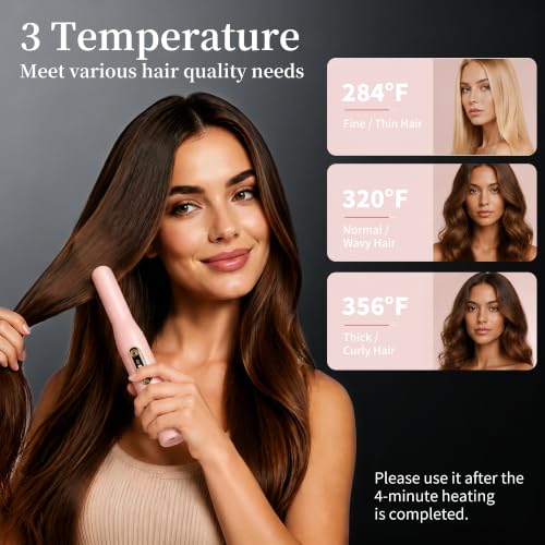 Cordless 2-in-1 Hair Straightener and Curling Iron - Portable USB-C Rechargeable Styler