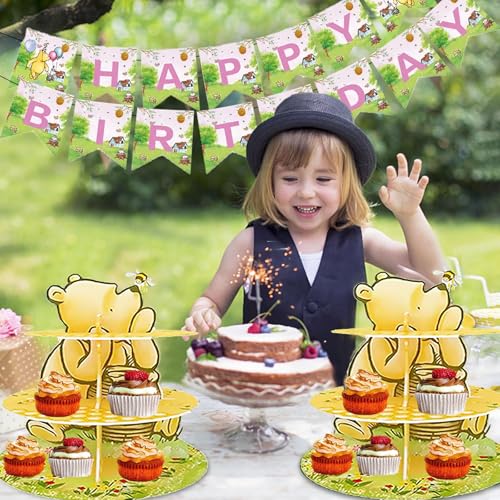 Winnie Bear Cupcake Stand - 3-Tier Dessert Holder for Parties
